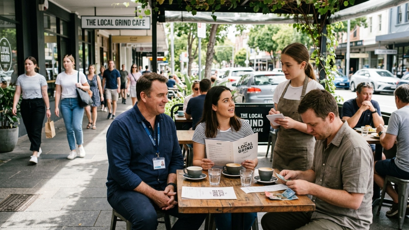 A Valencea support worker and participant catching up over coffee at a local cafe