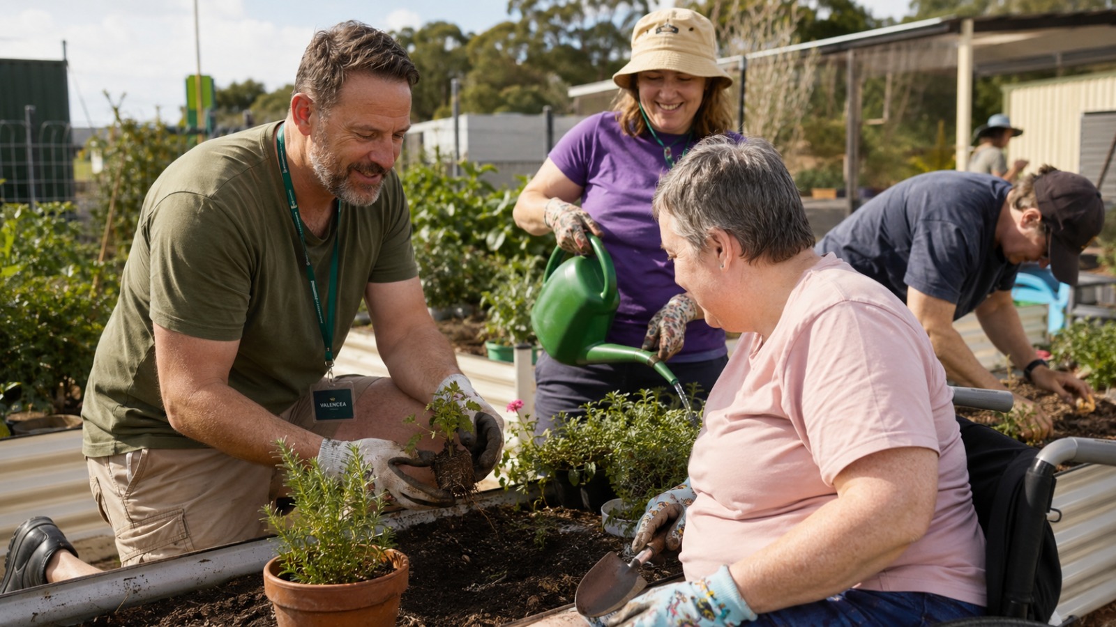 A Valencea support worker helping a participant with grocery shopping