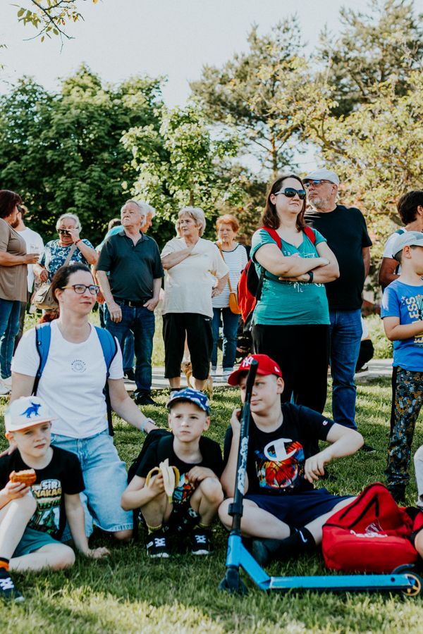 Community members gathered outdoors together